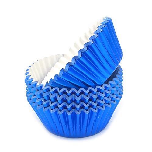 Image of Standard Blue Foil Cupcake Liners Muffin Baking Cups for Party and More, 100-Count
