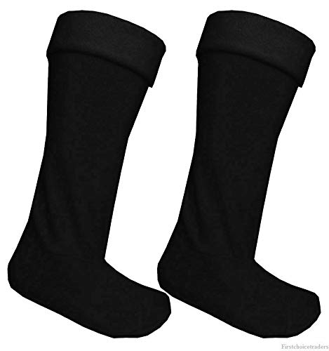 U-Wear-4-U Women's Black Fresh Feel Wellington Wellie Boots Warmer Socks Liner Fleece 1 Pair 4-7