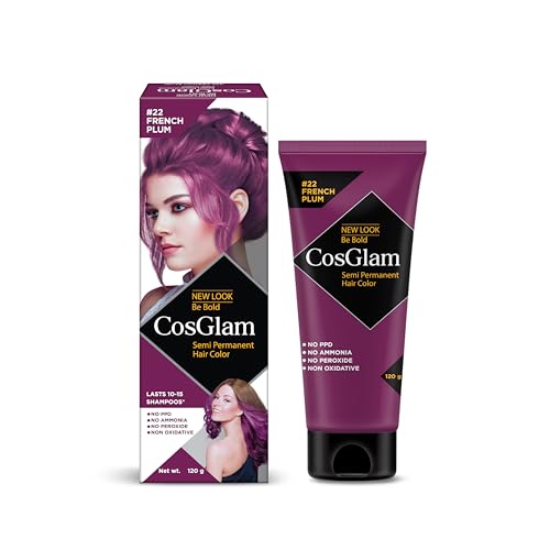 Image of Semi Permanent Hair Color for Women & Men, (120g, #22 French Plum) Enriched with Conditioner, Glossy Finish, No Ammonia, No Peroxide & Non Oxidative, Vegan Highlights Colorful Hair Dye