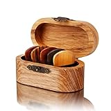 FNRLIA Natural Wood Guitar pick 5 Pieces In A Box, Folk Acoustic Guitar SolidWood Picks,Electric Guitar Peripheral Gifts Guitar Pick Display Box Storage Box, Grooved Non-Slip, Thickness 2.5mm