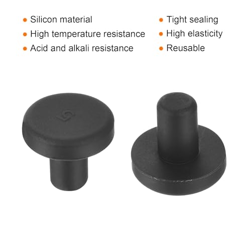 Image of uxcell High Temp Silicone Plug Mount Dia 5mm /0.2 inch t Shaped Rubber Stopper Hole Plugs for Powder Coating Plating Waterproof Plugs Sealing Plugs Black Pack of 36(OD 11.5mm)