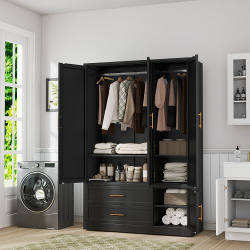 Image of GAIOUS Metal Armoire Wardrobe Closet, Freestanding Clothing Storage Cabinet