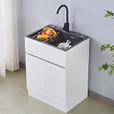 YNIYUJKL Lavello da Cucina in Acciaio Inox, Lavello Multiuso con Vasca Profonda 19 Cm, Lavello A Vasca Singola per Ristorazione con Scarico E Foro per Rubinetto, Lavello per,Colour 2-55 * 40cm