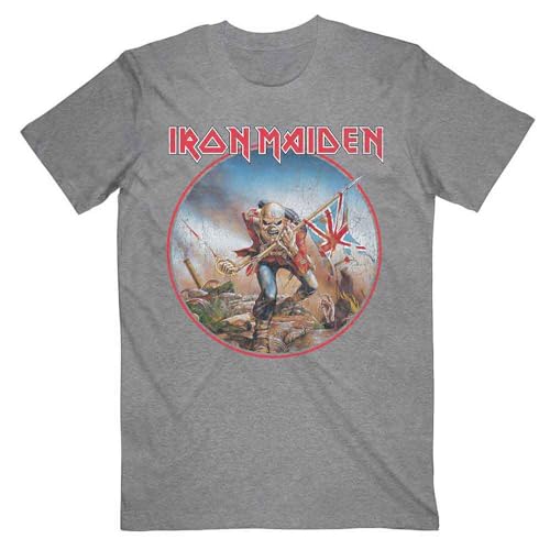 Image of Iron Maiden Trooper Vintage Circle Official Tee T-Shirt Mens Unisex (X-Large) Grey
