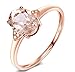 ANAZOZ Echtschmuck Ring Damen 18 Karat / 750 Rosegold Oval 1Ct Morganit Hellrosa Eheringe Trauringe Hochzeitsringe Brilliant Solitär-Ring Diamantring Schmuck für Frauen Größe:50 (15.9)