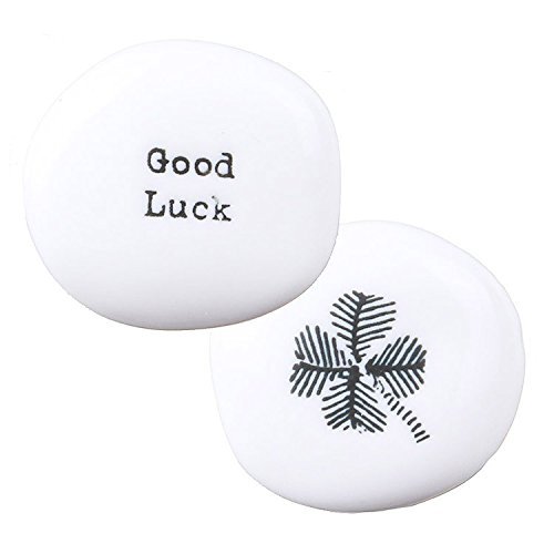 East Of India White Porcelain Pebble - Good Luck