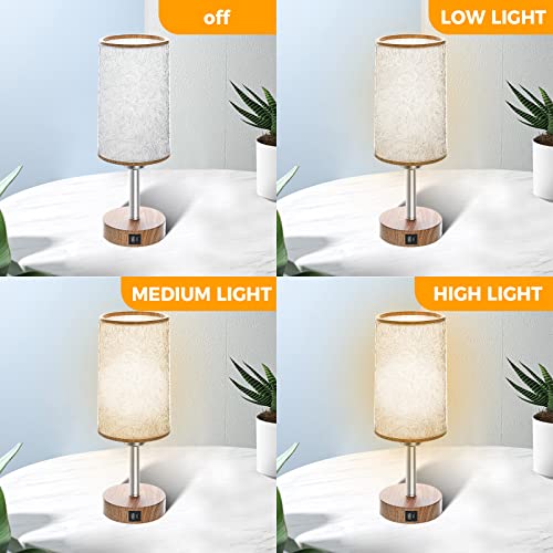 Jasminer Bedside Lamp Table Hard Resin Touch Control Lamp For Livingroom Bedroom With Usb C&A Charging Ports Small Nightstand Read Office Work Wooden White（Bulb Included） #TOP1