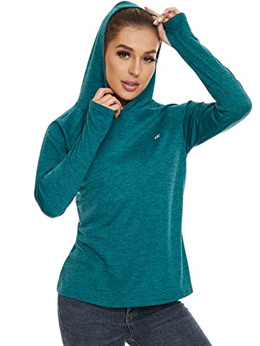 Womens Long Sleeve Hoodie Shirts Upf 50+ Sun Protection Lightweight Workout Hiking Fishing Running Athletic Cooling Shirt With Thumb Hole Dark Green M #TOP2