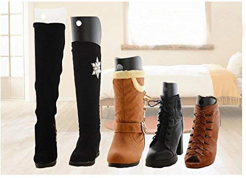 Quupy LL56971BLACK 2 Pairs 16 Inch Long Thicken Plastic Shoe Shaper Holder Shoe Trees Stretcher Inserts Tall Boot Automatic Stand Support No Print thumb #3