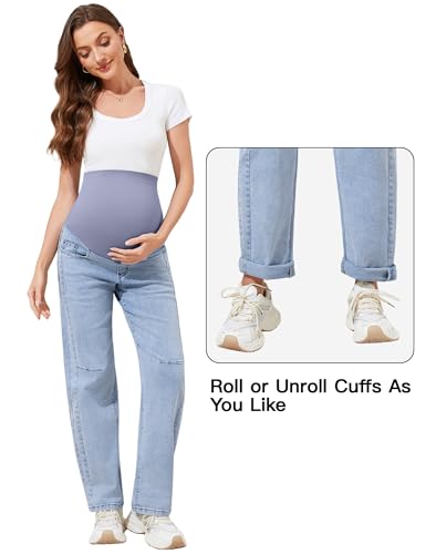 Image of PACBREEZE Women's Maternity Jeans Over Belly Skinny Stretchy Denim Pants Comfy Slim Pregnancy Pants