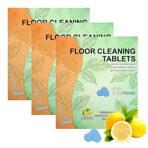 24Pcs Floor Cleaner Tablets Hard Floors Deep Cleaning Solution for mopping all purpose Dissolvable Cleaning pods for Tile Vinyl Hardwood Compatible with Robot Mops & Wet/Dry Vacuums Lemon Scent