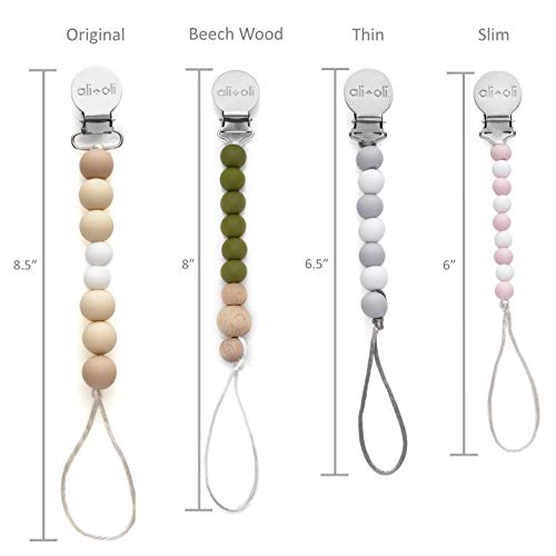 Ali+Oli Pacifier Clip Holder for Baby | NATI (Grey) - Thumbnail 5