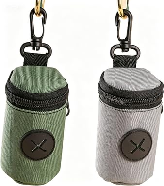 2PCS Quick-Access Dog Poo Bag Holder Dispenser, Durable Dog Waste Carrier with Metal Carabiner Clip Lightweight Bags Dispenser Portable for Pet Travel Dogs Walking Park, Travel Walks(Gray Green)