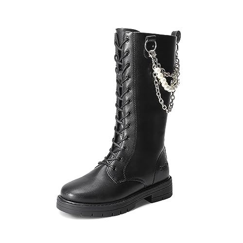 DREAM PAIRS Girls Riding Boots Knee High Side Zipper Mid Calf Shoes Little Kid/Big Kid