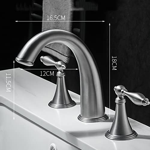 Robinets 3 trous pour lavabo laiton eau chaude froide gris