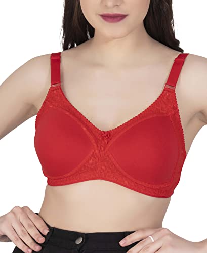 Image of Women's Seamless Padded Bra | Full Coverage | Cotton Stretch Fabric and Nylon Lace | Broad Adjustable Straps