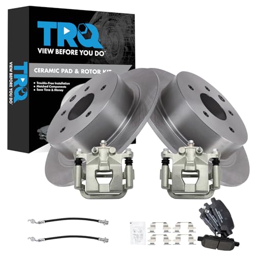 Image of TRQ Rear Brake Pad & Rotor Kit Ceramic Compatible with 2010-2012 Nissan Altima