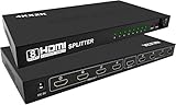 【1 x 8 Hdmi Splitter】 Este divisor Hdmi 1 entrada 8 salida duplica 1 señal de entrada HDMI a 8 señales de salida HDMI idénticas, transmite vídeo y audio simultáneamente sin pérdida de calidad.