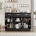 Buffet Cabinet with Storage - Buffets & Sideboards Kitchen Storage Cabinet, Wood Console Table Coffee Bar Accent Cabinets for Living Room Dining Room Entryway Large 3 Doors & Drawers, Black 47.2
