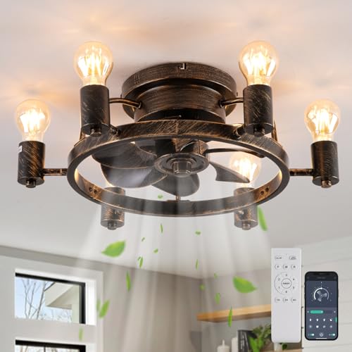 Garwarm Ceiling Fans with Lights and Remote, 20 Inch Low