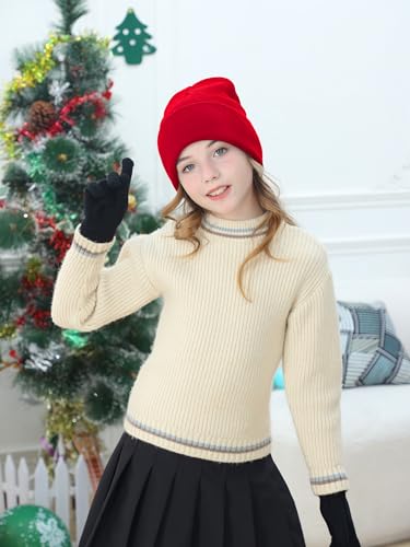 Glooarm 6 Pack Kids Beanie Hats Boys Girls Winter Hats Stretchy Acrylic Toddler Beanies Kid'S Cuffed Cap thumb #5