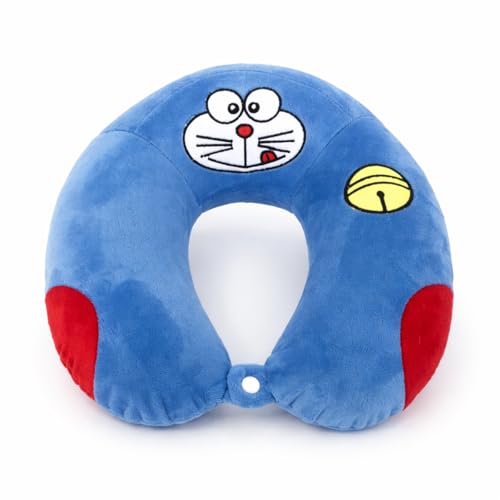Image of Soft and Comfortable Cartoon Designed U-Shaped Kids Travel Neck Pillow for Airplane Car Flight Head Neck Support for Boys and Girls (Pack of 1, Blue)