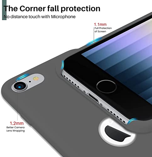 Image of VONZEE Liquid Silicone Soft Back Cover for iPhone 7 Case, Shockproof Slim Camera & Full Body Protection Non Yellowing Cover with Microfiber Lining & Logo Cut (4.7 Inch) -Grey