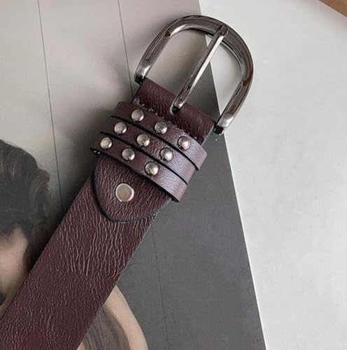 Gothic Rivet Belt Y2K Star Leather Belts Double Grommet Punk Belt Vintage Rock Belts2