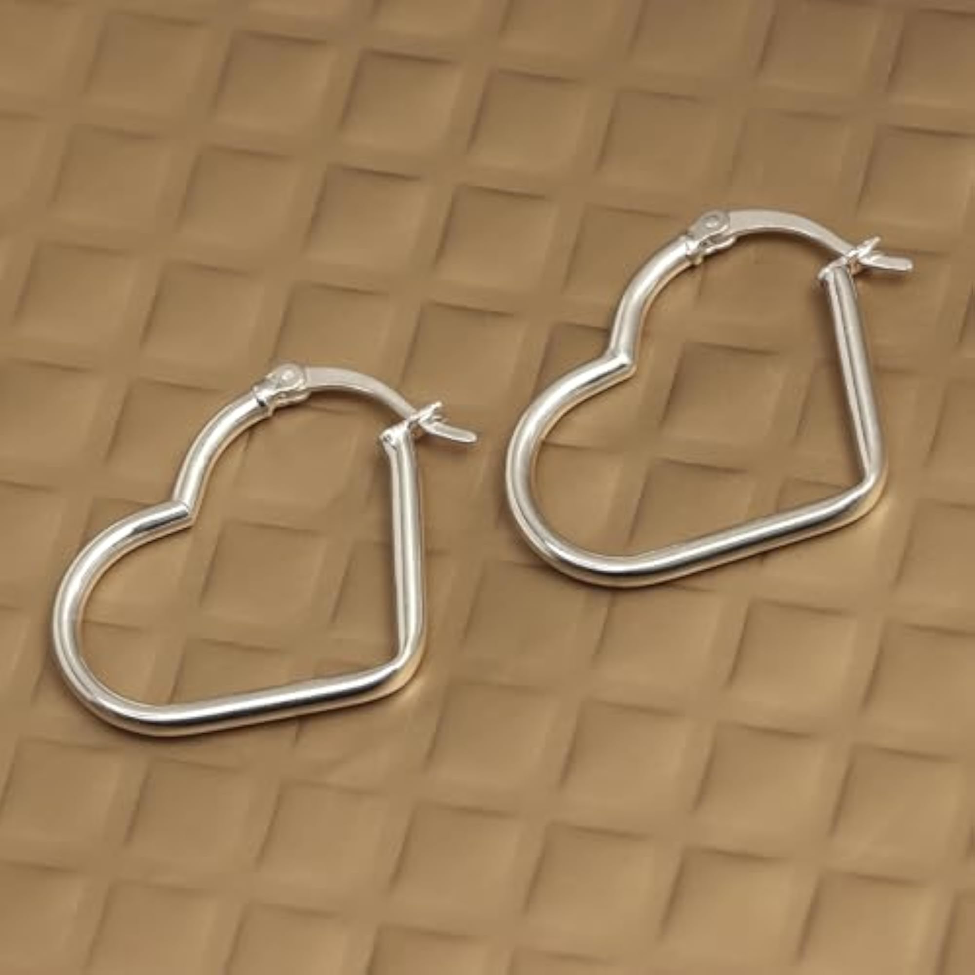 Women's 925 Sterling Silver Heart Shape Hoop Earrings