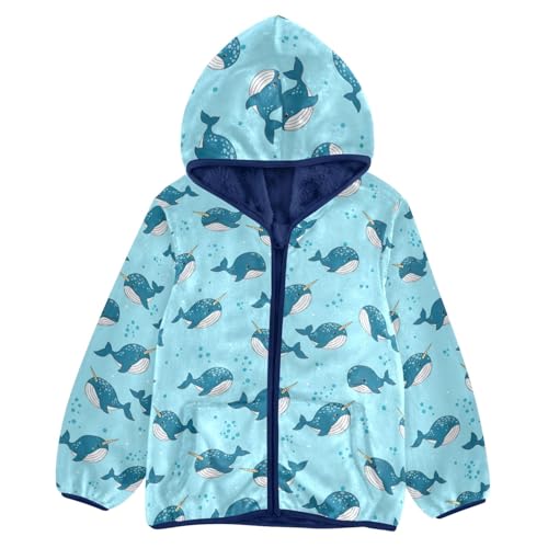 CHIFIGNO Cartoon Whales Blue Toddler Boy Winter Jacket Thick Fall Jacket for Boy 3T