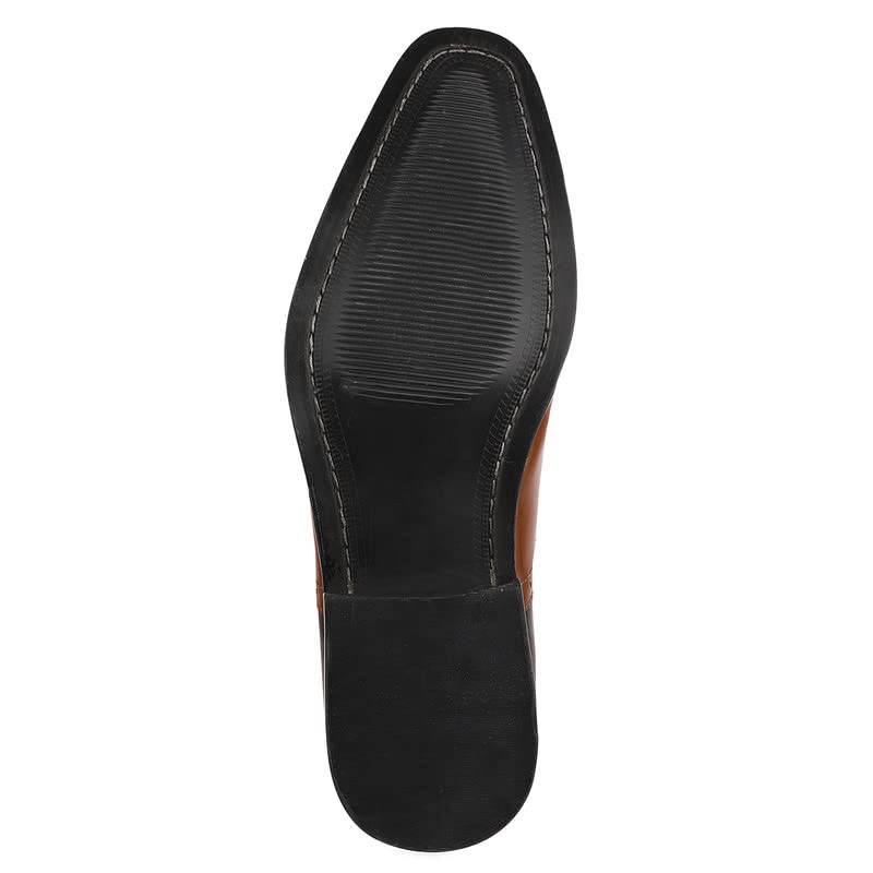 Image of Mens Burnished Toe Genuine Leather Adults Lace Up Oxford Dress Shoes