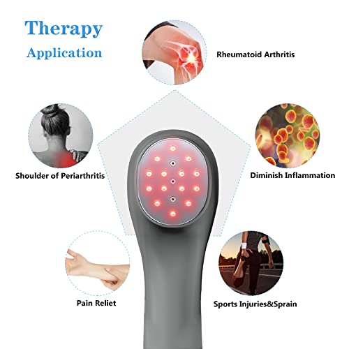 Red Light Therapy Device For Body Joint And Muscle Pain Relief, Infrared Light Therapy Cold Therapy Machine, Hand Held Therapy Device For Human/Pets (3X808Nm +14X650Nm)- Iron Grey #TOP2