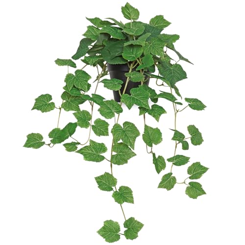 LOMOHOO Fake Plants with Pots Outdoor Artificial Hanging Plant Artificial Trailing Plants Ivy Plant Indoor, Realistic Pothos Plant Fake Hanging Potted Green for Bathroom House Wall Office Shelf Decor