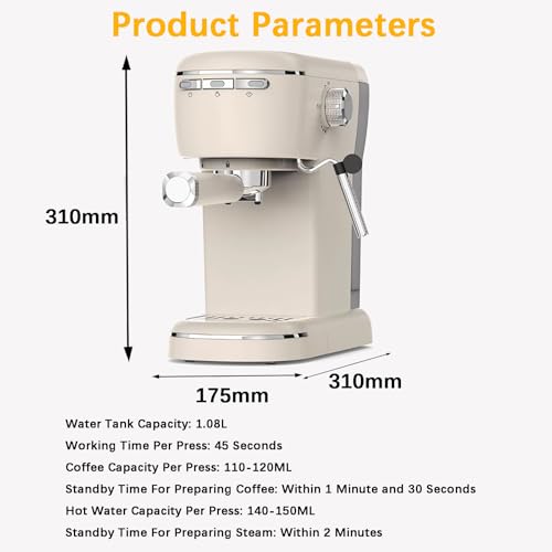 Cafetera portátil semi automática 1.08 L tanque miniatura 3