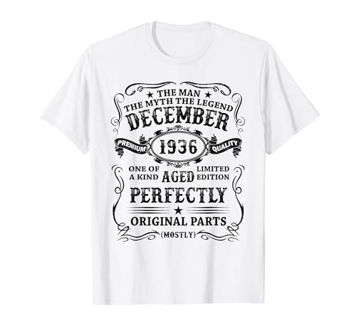 Hecho En 1936 88 Años Cumpleaños Hombre Diciembre 1936 Camiseta