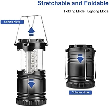 RUIZHI Camping Lantern, 2 Pack Lanterns Battery Operated, Camping Lights with Foldable Hook, Portable Lamps, for Camping, Hiking, Garden, Outages, Camping Accessories (Batteries not Included )