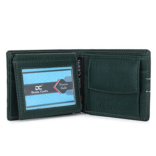Image of Dezire Crafts Men Formal, Casual Black Artificial Leather Wallet (6 Card Slots) (Green)