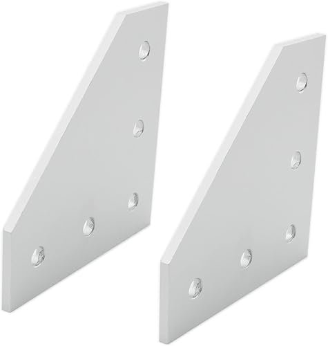 Miniatura 5 de TTZEZE Surface - 4 placas de articulación, oxidación anódica plateada en forma de L, placa de soporte de esquina de 5 agujeros para exteriores,