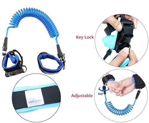 Safe-O-Kid® Baby Wrist Link with Key - Adjustable Strap Safety Link for Toddler, Anti-Lost Child Wrist Strap for Outdoor & Travel - Assorted