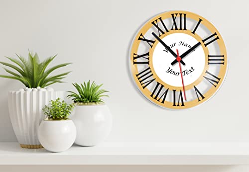Image of Brown Cloud Exclusive Customized UV Printed Designer Acrylic Wall Clock with Name /Text for Personal /Corporate Gift (WCLK Acrylic 018) (Pack of 2)