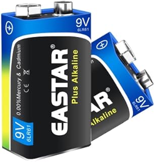 EASTAR BTS 9V Batteries, 9 Volt Battery Ultra Long Lasting with 10 Year Shelf Life, 9 Volt Alkaline Leakproof Design Batteries for Smoke Detectors & Wireless Microphones (2 Counts)