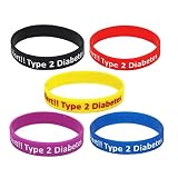 Lyndong 5 Pack Type 2 Diabetes Silicone Medical Alert ID Bracelet Wristbands