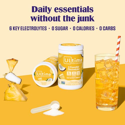 Image of Ultima Replenisher Mocktini Electrolyte Powder Drink Mix - Sugar Free - Piña Colada, 90 Servings - Hydration Powder with 6 Electrolytes and Trace Minerals - Keto Friendly, Non-GMO
