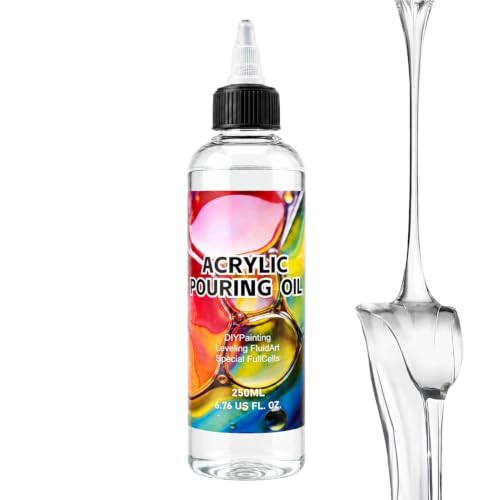 Silicone Oil For Acrylic Pouring, 250ML Marbling Activator, Clear Acrylic Pouring Oil, Paint Cell Creation Medium For Watercolor Painting Concrete Wood Panel Ceramic Fabric Art Craft Use