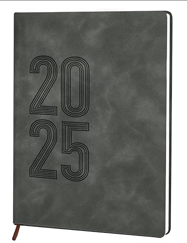 SERRALVAREZ SELLER - Agenda 2025 - Día por Página, Tamaño A5, Tapa Suave Aterciopelada, 12 Meses de Enero a Diciembre, Agenda en Español, Agenda citas, Peluquería. (Agenda Gris)