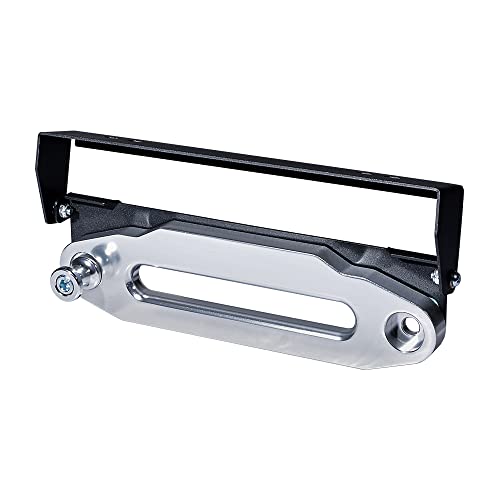 AMOPACORP 10 inch Silver Hawse Fairlead 8000-15000 LBs + 254mm Flip-Up Mounted License Plate Holder + Winch Rope Hook Stand Kit (Silver/Black, 3