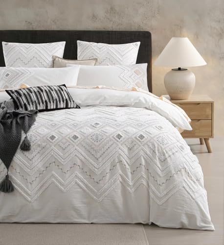 MASINISS Boho Tufted Comforter Duvet Cover Bedding (Queen (U.S. Standard))