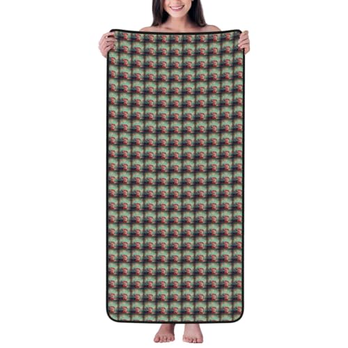 Toalla de baño de terciopelo coral ultra absorbente y suave con estampado retro 2