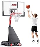 Portable Basketball Hoop Outdoor 5.3-10 FT Height Adjustable, Basketball Goals Systems for All Ages with 45 Inch Shatterproof Backboard in Backyard/Driveway/Indoor