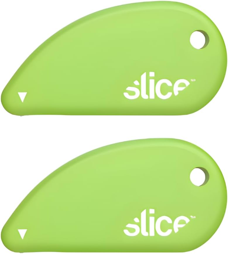 Slice Micro Safety Cutter | Safe Ceramic Box Cutter Lasting 11x Longer than Metal | Keychain Box Opener | 2 Pack | Green